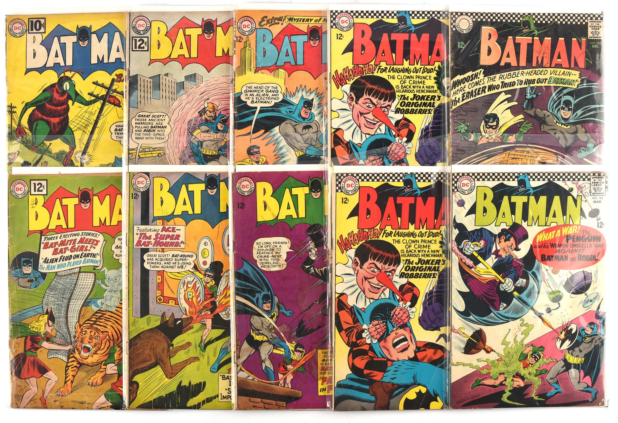 Artwork by Bill Finger, Batman: a group of 14 silver age issues including classic Penguin covers and notable issues (DC Comics, 1961 onwards, Made of Silver
