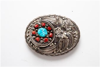 JEREME DELGARITO NAVAJO STERLING SILVER SWIVELING BELT BUCKLE - Jereme Delgarito