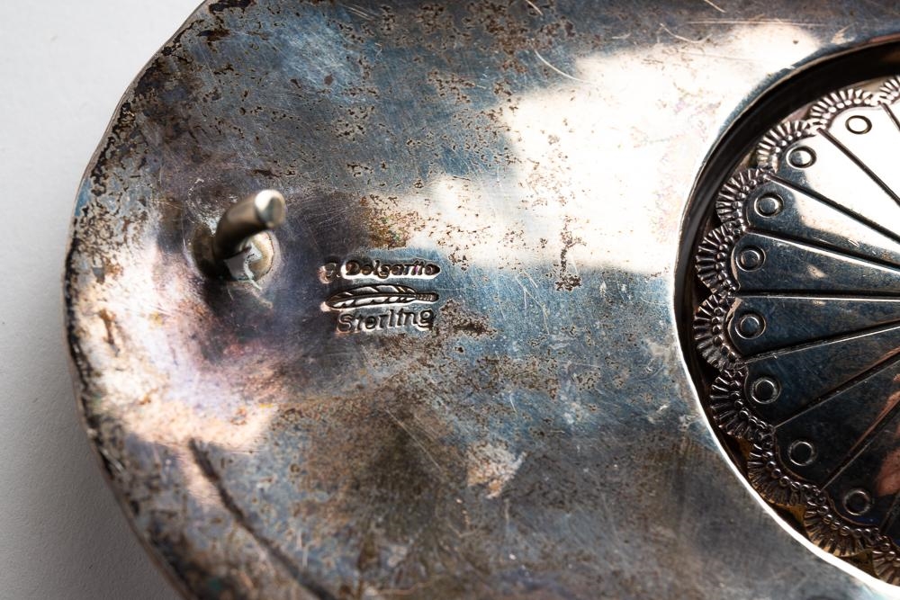Artwork by Jereme Delgarito, JEREME DELGARITO NAVAJO STERLING SILVER SWIVELING BELT BUCKLE, Made of STERLING SILVER