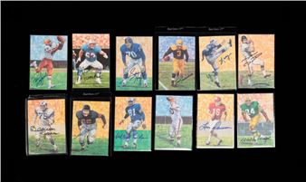 TWELVE AUTOGRAPHED PRO FOOTBALL HALL OF FAME POSTCARDS - Otto Graham