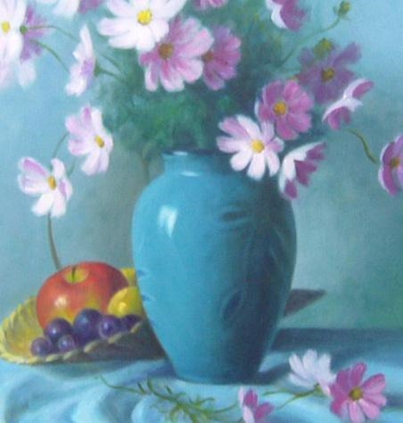 Artwork by Reiji Tazawa, Painting oil painting Reiji Tazawa hand-painted oil painting still life vase and universe F10, Made of Painting oil painting Reiji Tazawa hand-painted oil painting