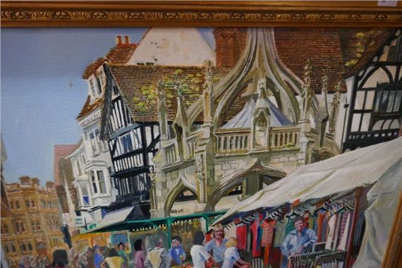 Rhys Jenkins | A pair of modern oil of Salisbury street scenes, signed ...