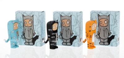 Artwork by Chris RWK, Kid in a Cat Costume (three works, Made of painted cast vinyl