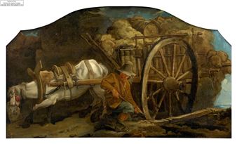 &quot;Le chartier embourbé&quot;, illustration de la fable de Jean de la Fontaine - Michel-Francois Dandré-Bardon