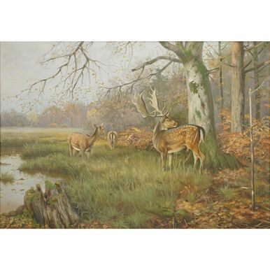 Herbstlandschaft mit Damwild by Friedrich Reimann, 1896