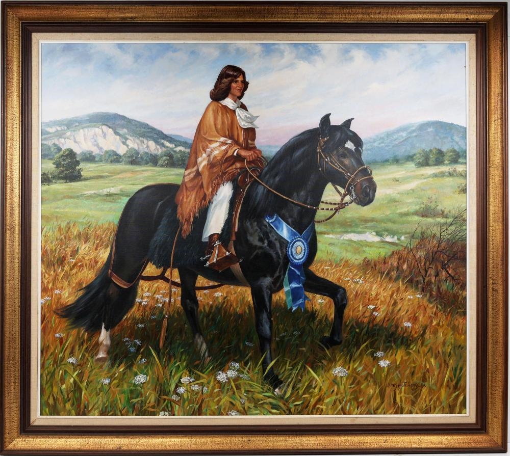 Artwork by James Frederick Hutchinson, JAMES HUTCHINSON FLORIDA ARTIST BLUE RIBBON HORSE, Made of Oil on Canvas