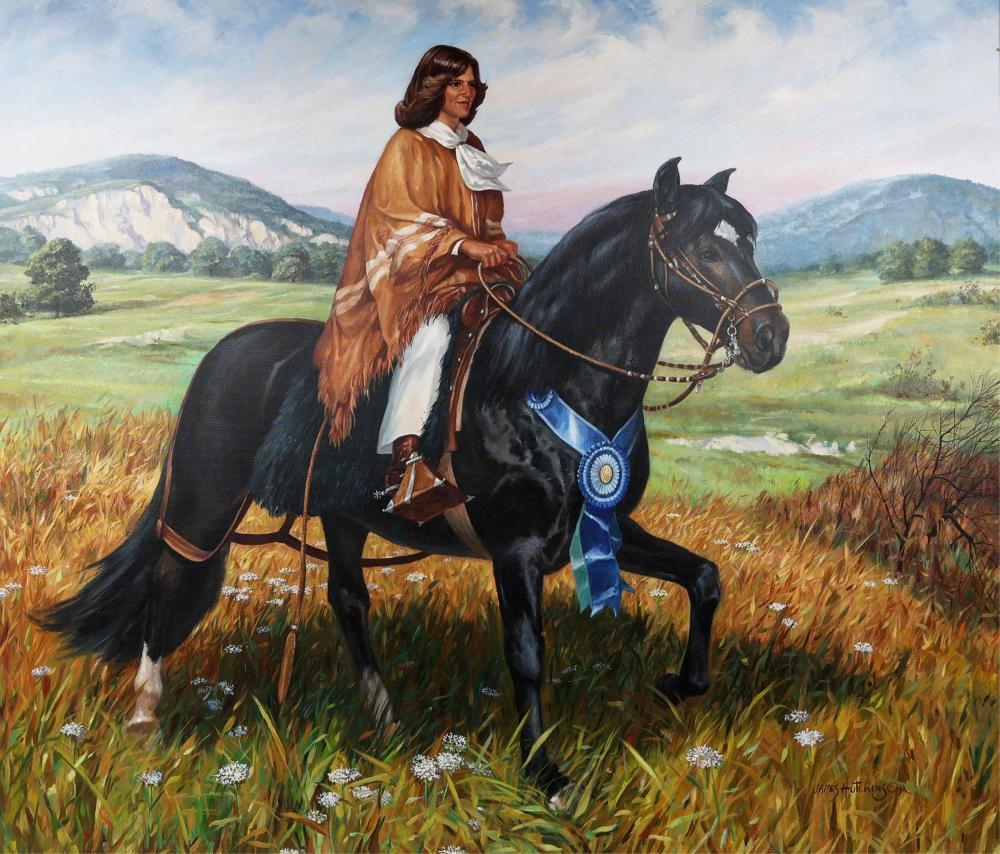 Artwork by James Frederick Hutchinson, JAMES HUTCHINSON FLORIDA ARTIST BLUE RIBBON HORSE, Made of Oil on Canvas
