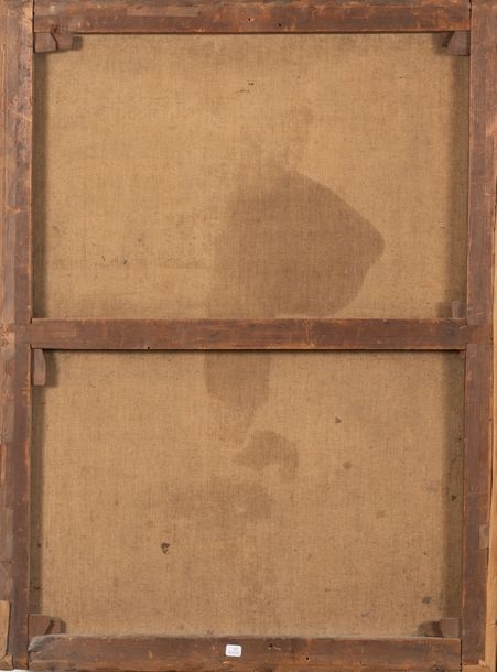 Artwork by Michel Ghislain Stapleaux, Portait de jeune femme au noeud bleu près d, Made of Oil on canvas