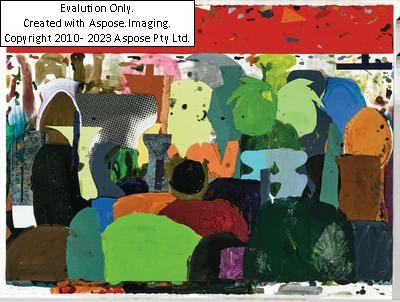 Tal R | Masquarade No. 3, 2001, signed, dated and titled, collage and ...