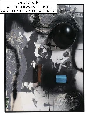 Artwork by Wolf Vostell, La fine de la Guerra n. 4, Made of mixed media and assemblage on wood