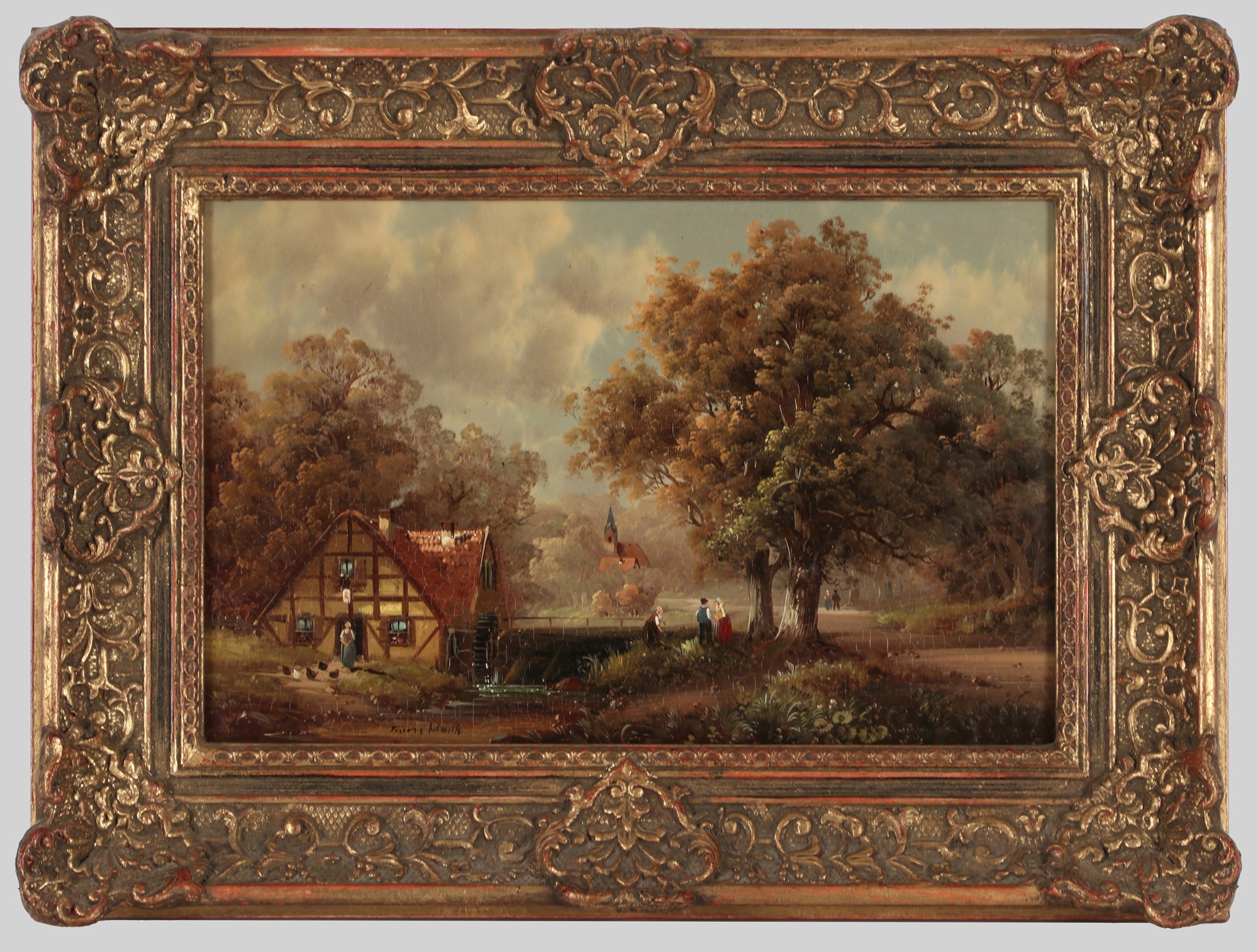 Artwork by Hubert Kaplan, Wassermühle in sommerlicher Landschaft, Made of oil on wood