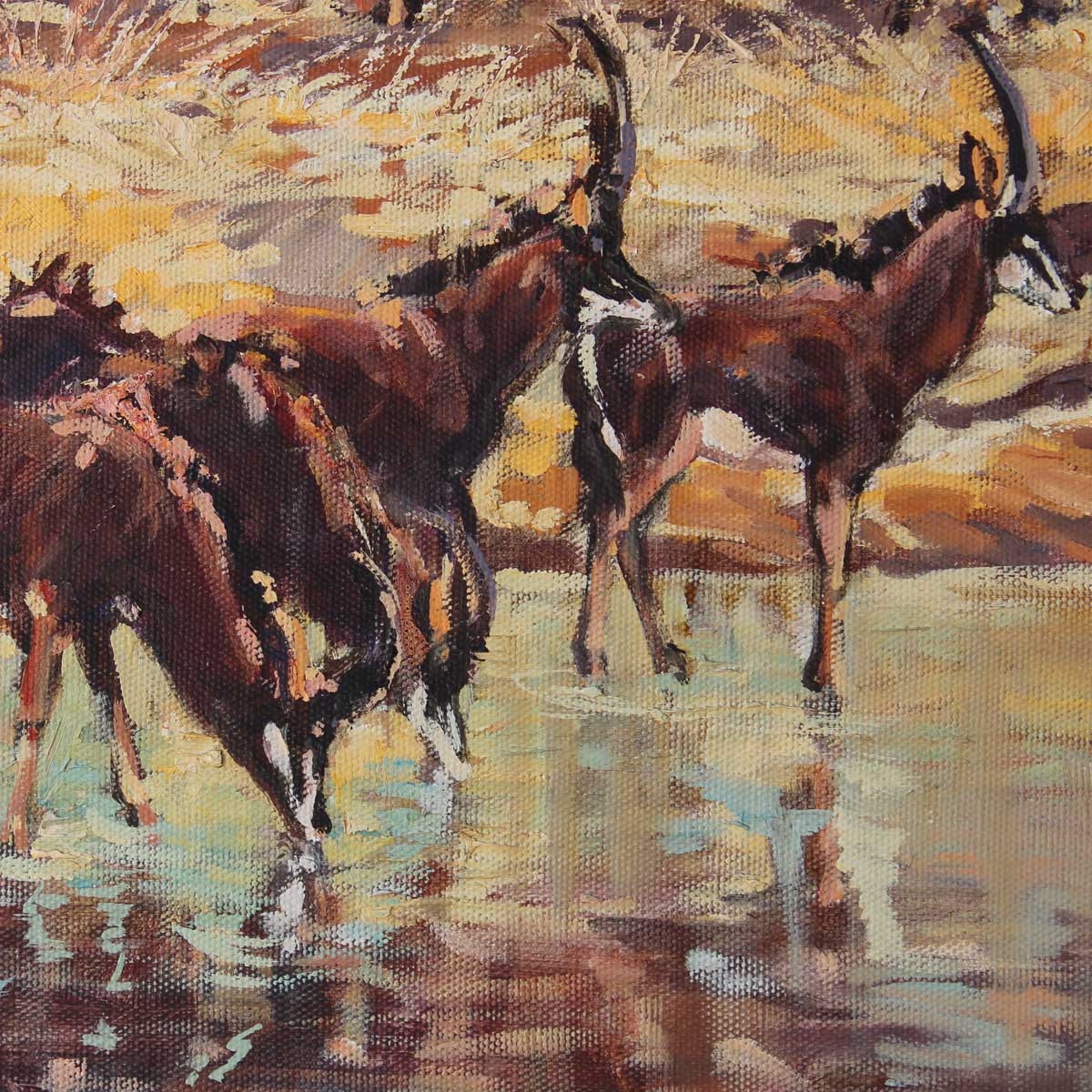 Artwork by Johan Grobler, JOHAN GROBLER - Sable Antelope, Made of Oil on Board