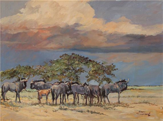 JOHAN GROBLER - Blouwildebeest by Johan Grobler, Dated 88