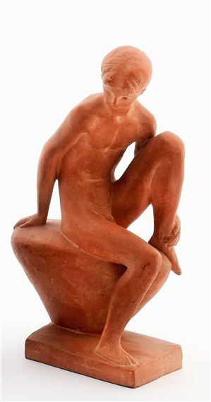 LESENYEI MÁRTA (1930- ) - Ülő fiú by Lesenyei Márta