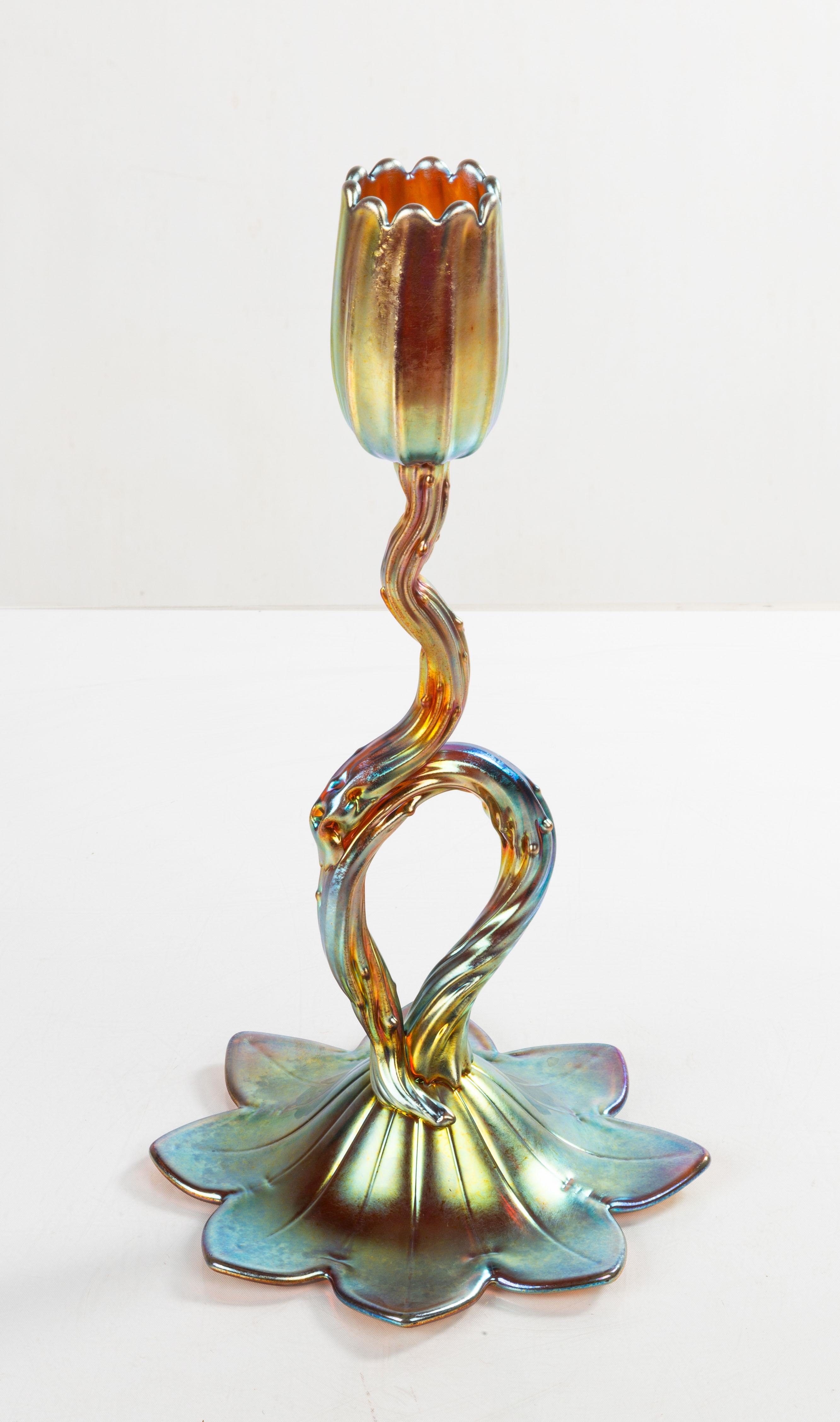 Steuben Glass | Rare Steuben Art Nouveau Aurene Candlestick (Early 20th ...