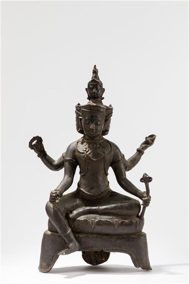 A BRONZE SCULPTURE OF TRIMURTI SHIVA , Thailand, 19th century by Thai School, 19th Century, 19th century