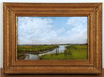 20th C American Impressionist landscape painting depicting a marsh - Alice Cook