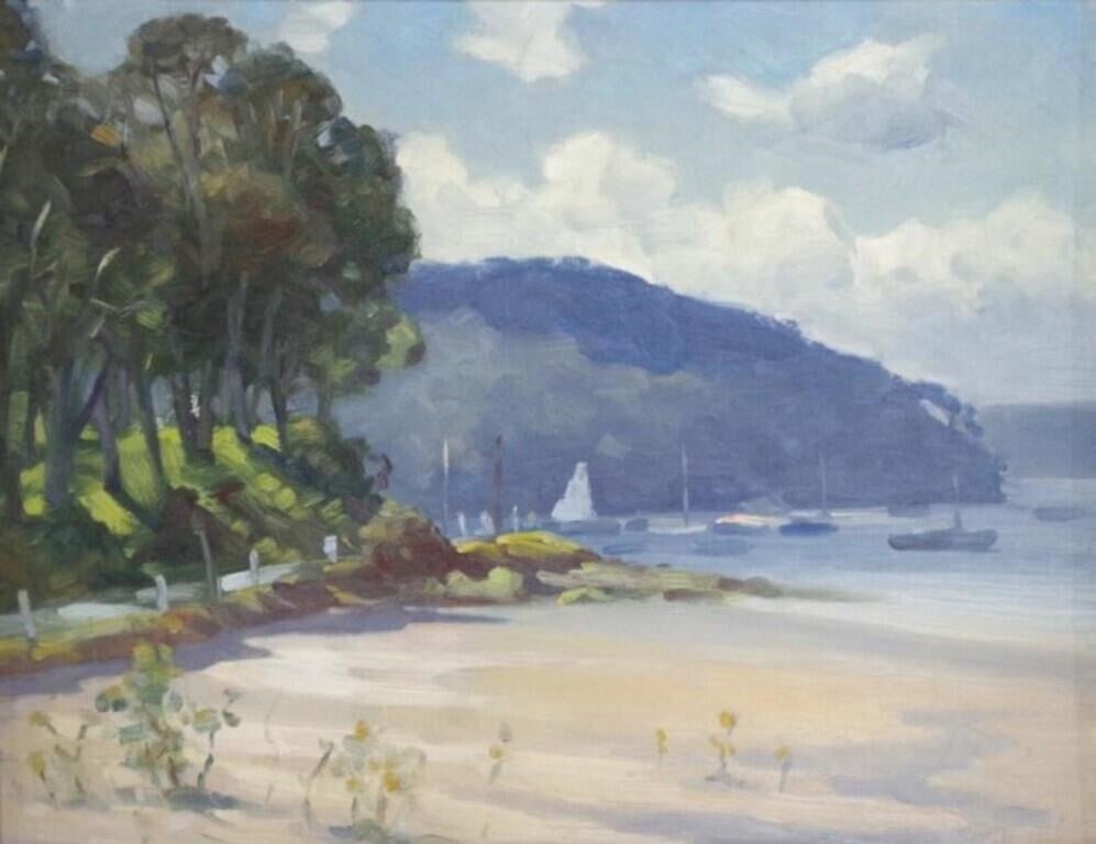Artwork by Clive W Butler, Cloud Over Pittwater, Made of Oil on board