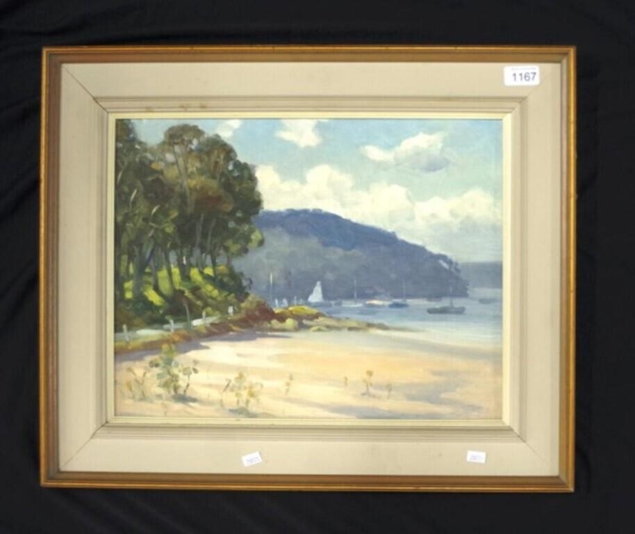 Artwork by Clive W Butler, Cloud Over Pittwater, Made of Oil on board