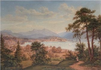 Jakob Suter (1805-1874) Jakob Suter (1805-1874) Lake Zurich Watercolor signed lower right Size: 28 x 40 cm. - Jakob Suter