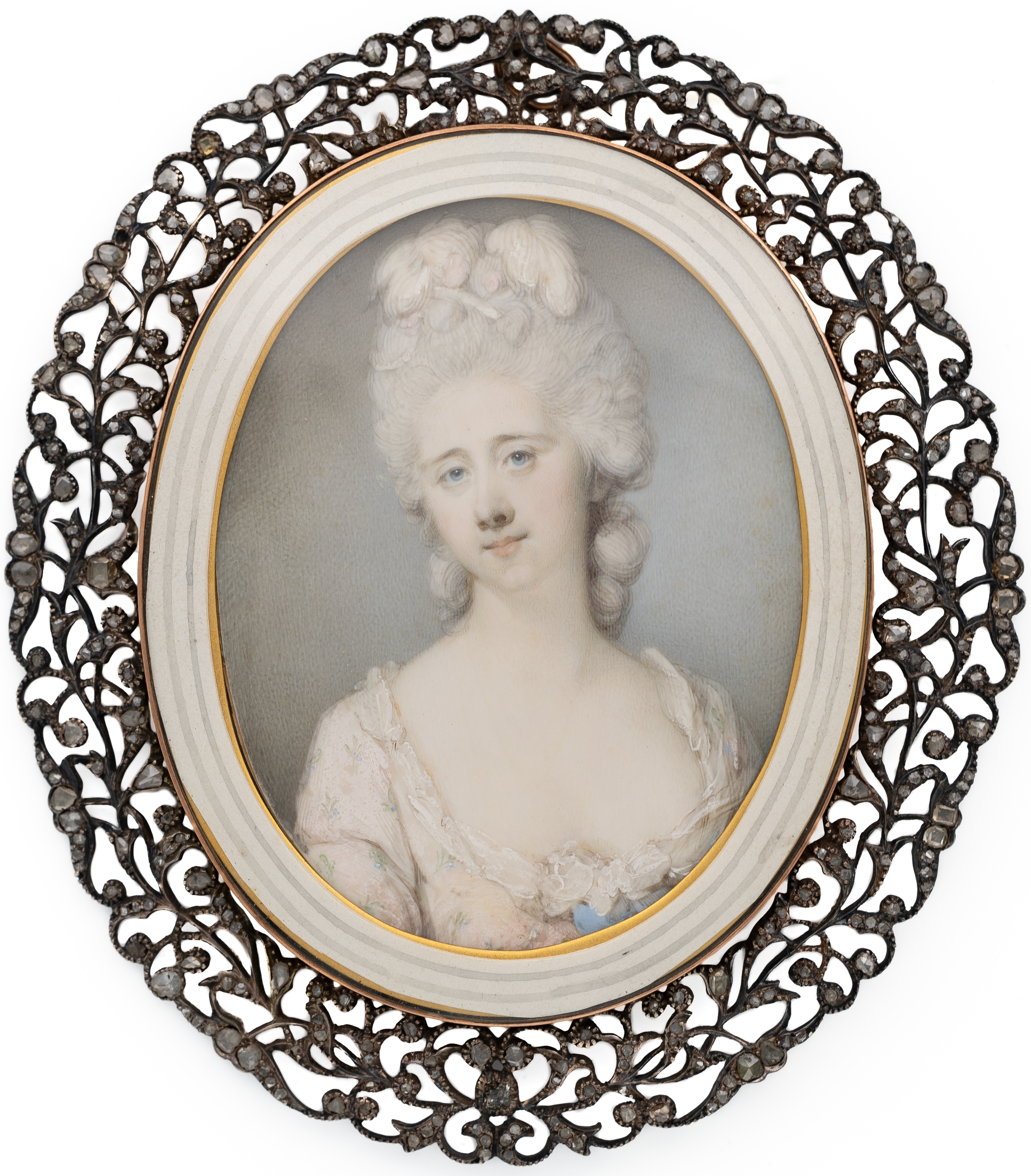 Artwork by Jeremiah Meyer, Portraitminiatur von Mary Harcourt, später Gräfin Harcourt (- 1833, Made of Aquarell und Gouache auf Elfenbein