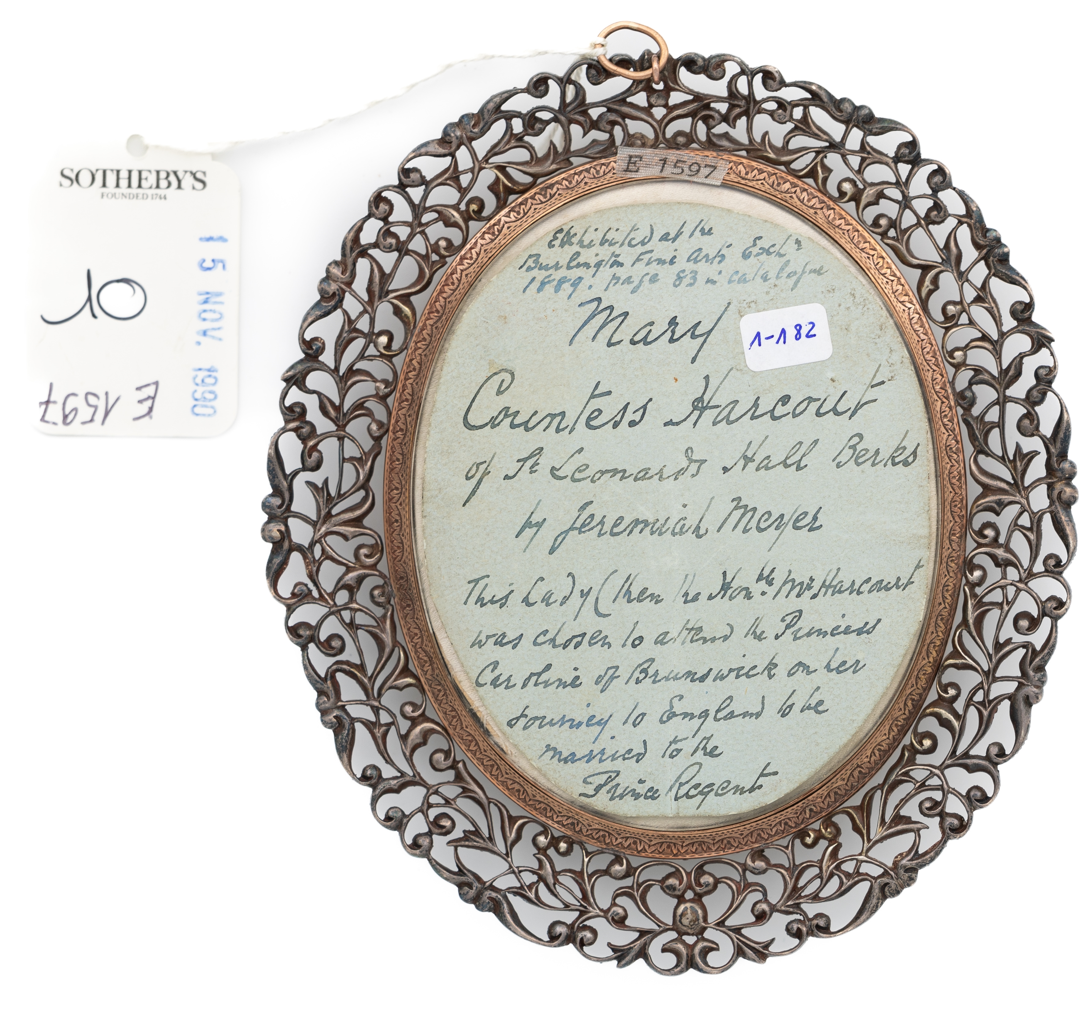 Artwork by Jeremiah Meyer, Portraitminiatur von Mary Harcourt, später Gräfin Harcourt (- 1833, Made of Aquarell und Gouache auf Elfenbein