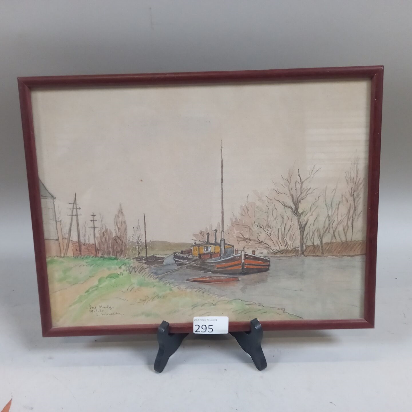 Artwork by E. Schneider, E. SCHNEIDER (XXème siècle) . Port Marly., Made of watercolor