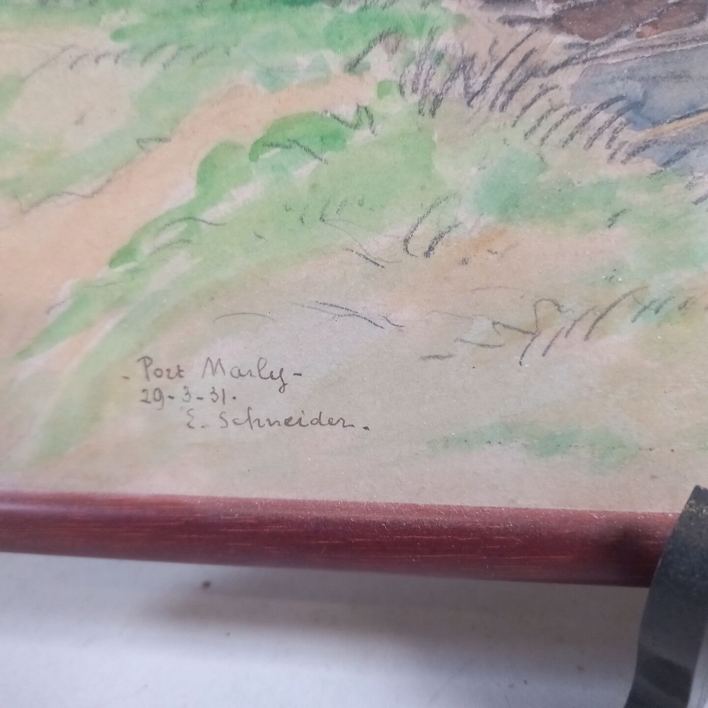 Artwork by E. Schneider, E. SCHNEIDER (XXème siècle) . Port Marly., Made of watercolor