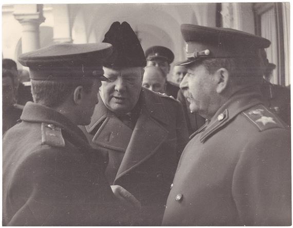 Winston Churchill and Joseph Stalin during the Yalta Conference in 1945 - Samariy Gurariy