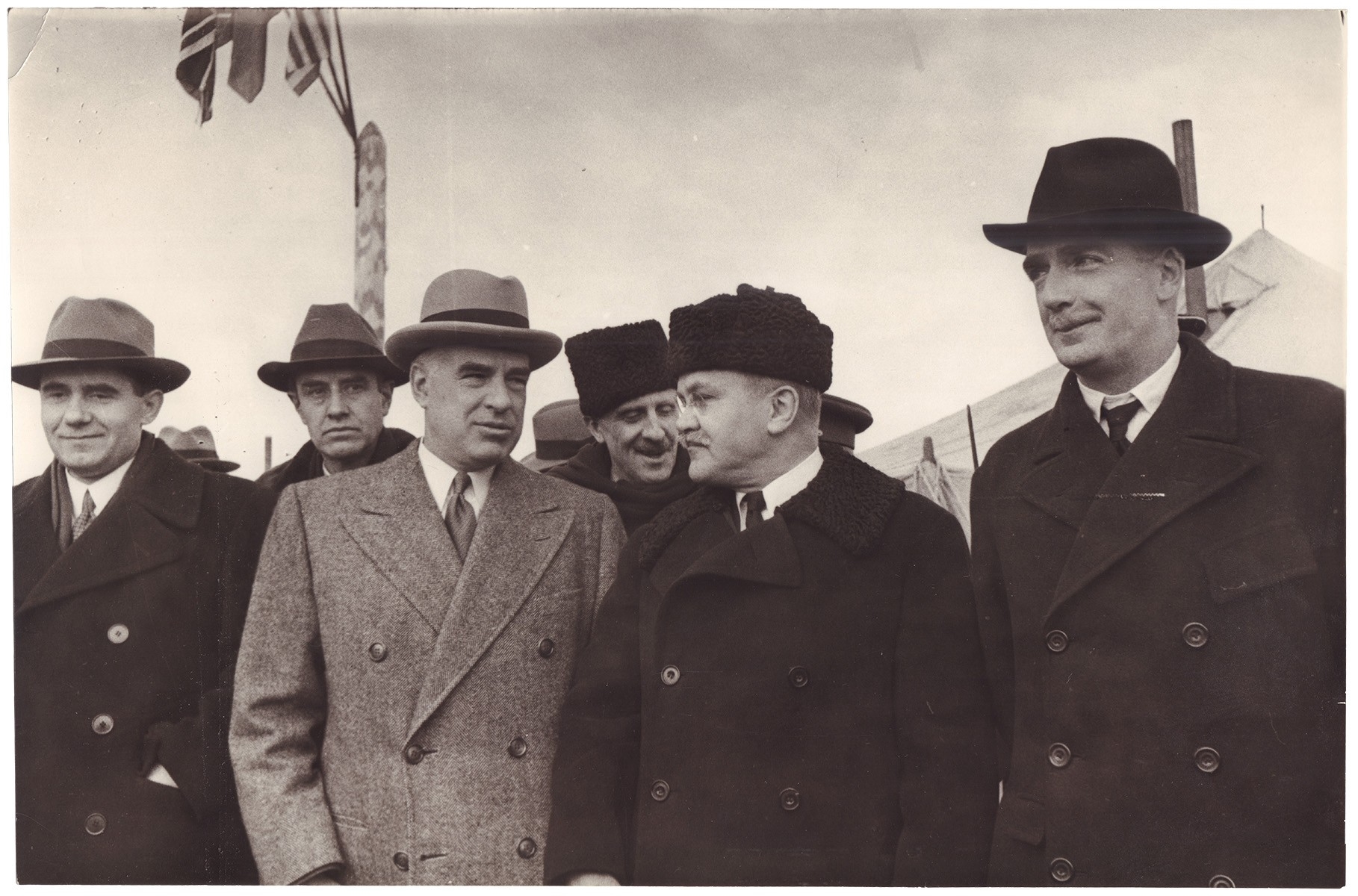 Artwork by Samariy Gurariy, Vyacheslav Molotov, US Secretary of State Edward Stettinius, British Foreign Secretary Anthony Eden and USSR Ambassador to the US Andrei Gromyko at the Yalta Conference in 1945, Made of Photograph
