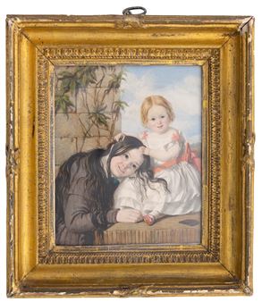 Portrait eines Kindes, welches an den Haaren seiner Schwester zieht - Annie Dixon