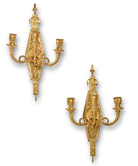 A pair of Restauration gilt-bronze three-light wall appliques by Lucien François Feuchère - Lucien-françois Feuchère