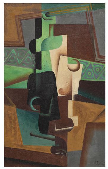 Juan Gris | Tasse, verres et bouteilles (Le journal) (1914