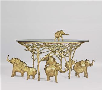 Troupeau d'Éléphants dans les Arbres" Table Picture