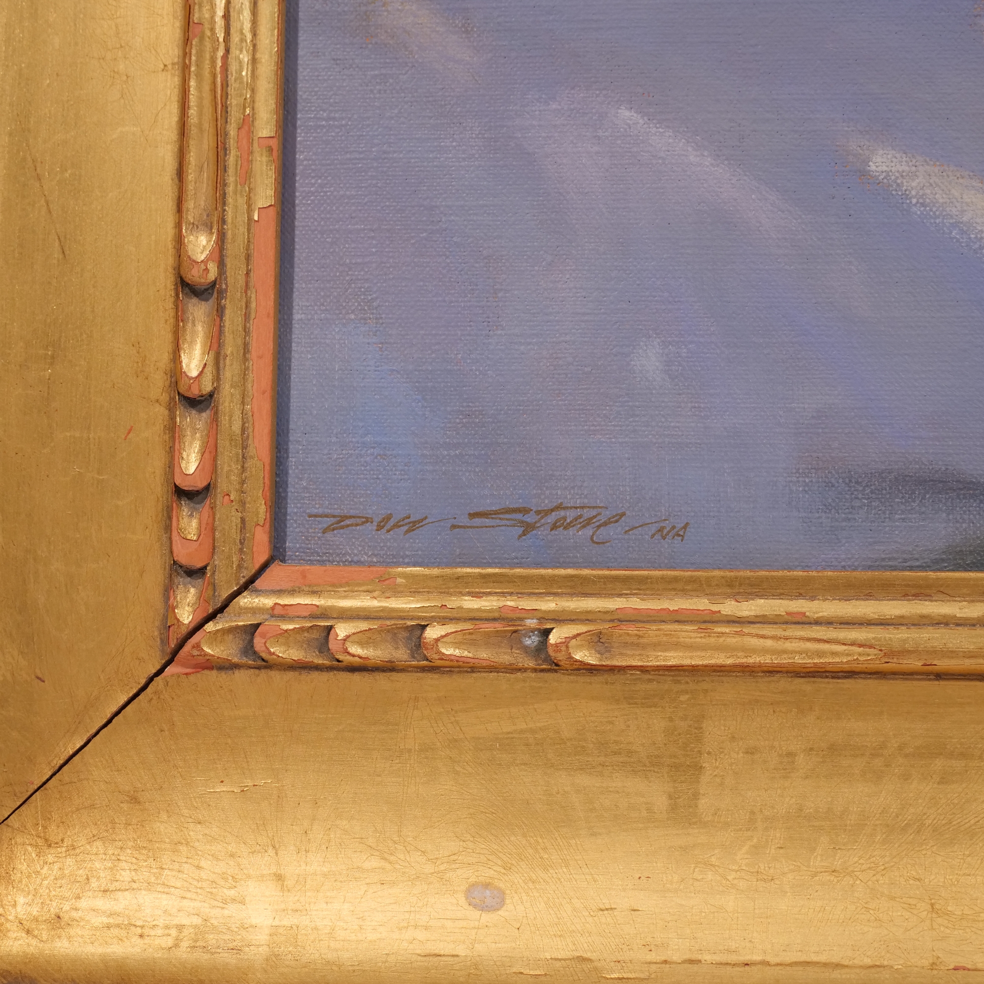 Artwork by Don Stone, Winter river with shed, Made of Oil on canvas