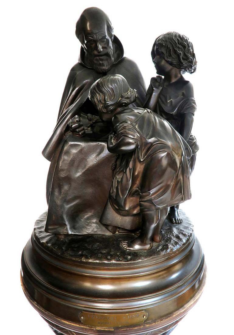Artwork by Vendredi, A Large Religious Bronze Figural Group "Vendredi Saint, Made of carved wood stand