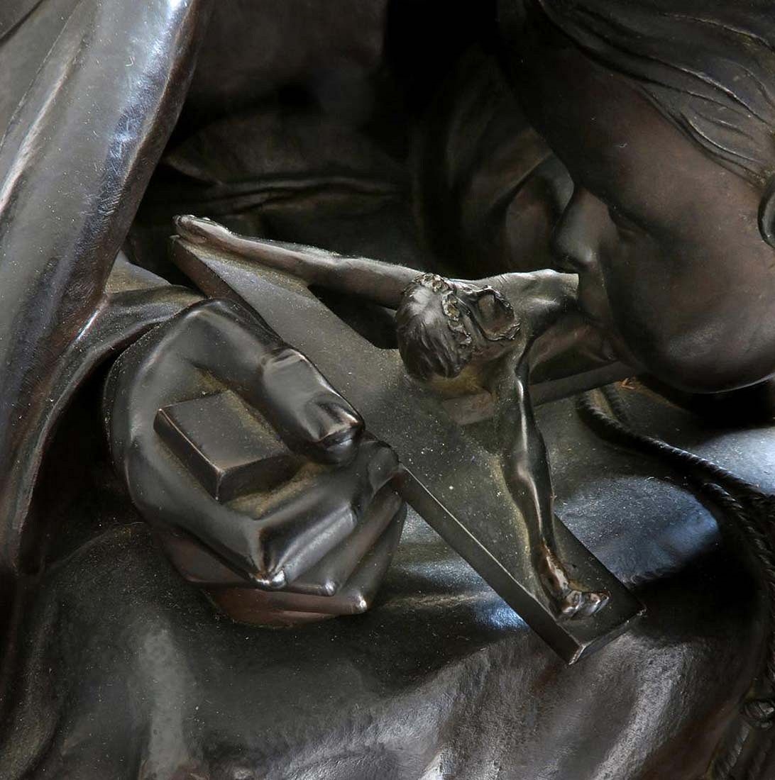 Artwork by Vendredi, A Large Religious Bronze Figural Group "Vendredi Saint, Made of carved wood stand