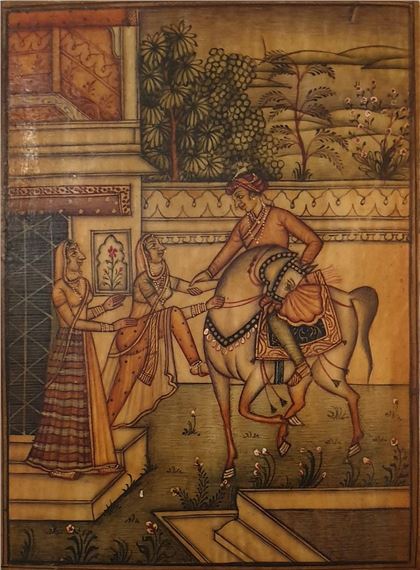 19th C. Indian Hand Painted Miniature by C. Early, late - 19th C.