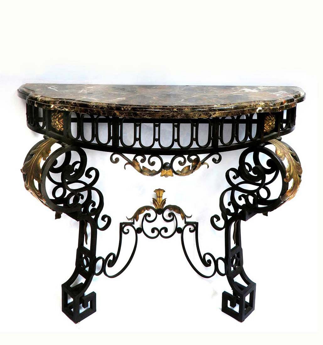 Artwork by C. Early, French Regence Wrought Iron Mirror & Console, Made of wrought iron