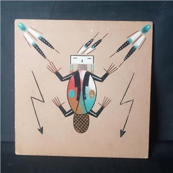 Bobby Kee Native American sand painting - Bobby H. Kee Navajo