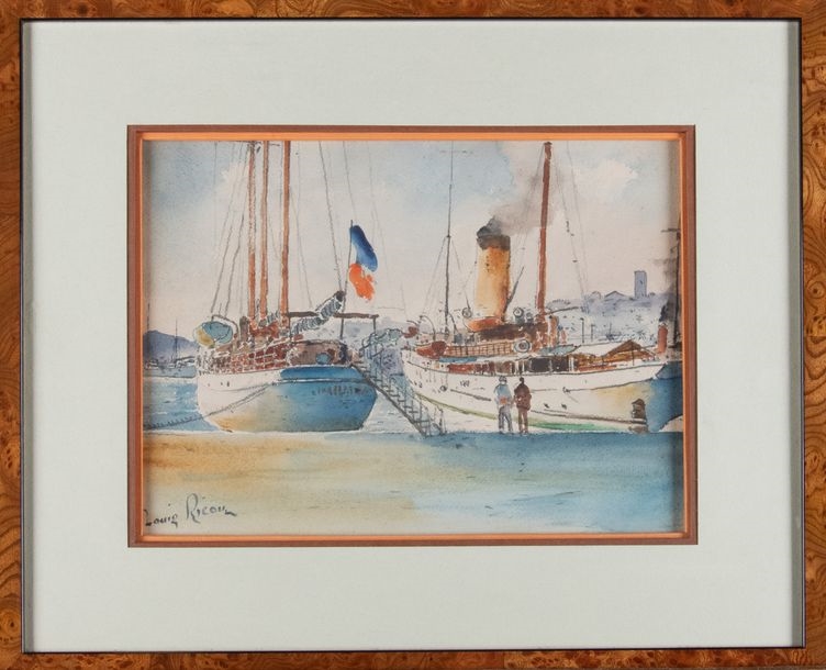 Louis Ricon | Le port Réunion de deux aquarelles | MutualArt