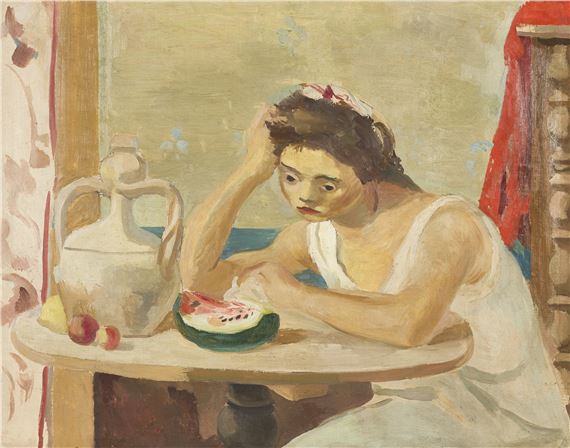 Frau am Tisch by Max Gubler, 1924