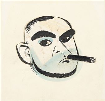 DORNE, ALBERT. Four items: Two illustrated Autograph Notes Signed, each with ink-and-watercolor - Albert Dorne