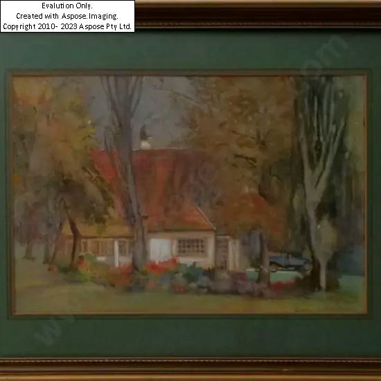 Artwork by Amy B. Dawson, Acacia Lodge, Cornwall Park - 1950s, Made of Watercolour