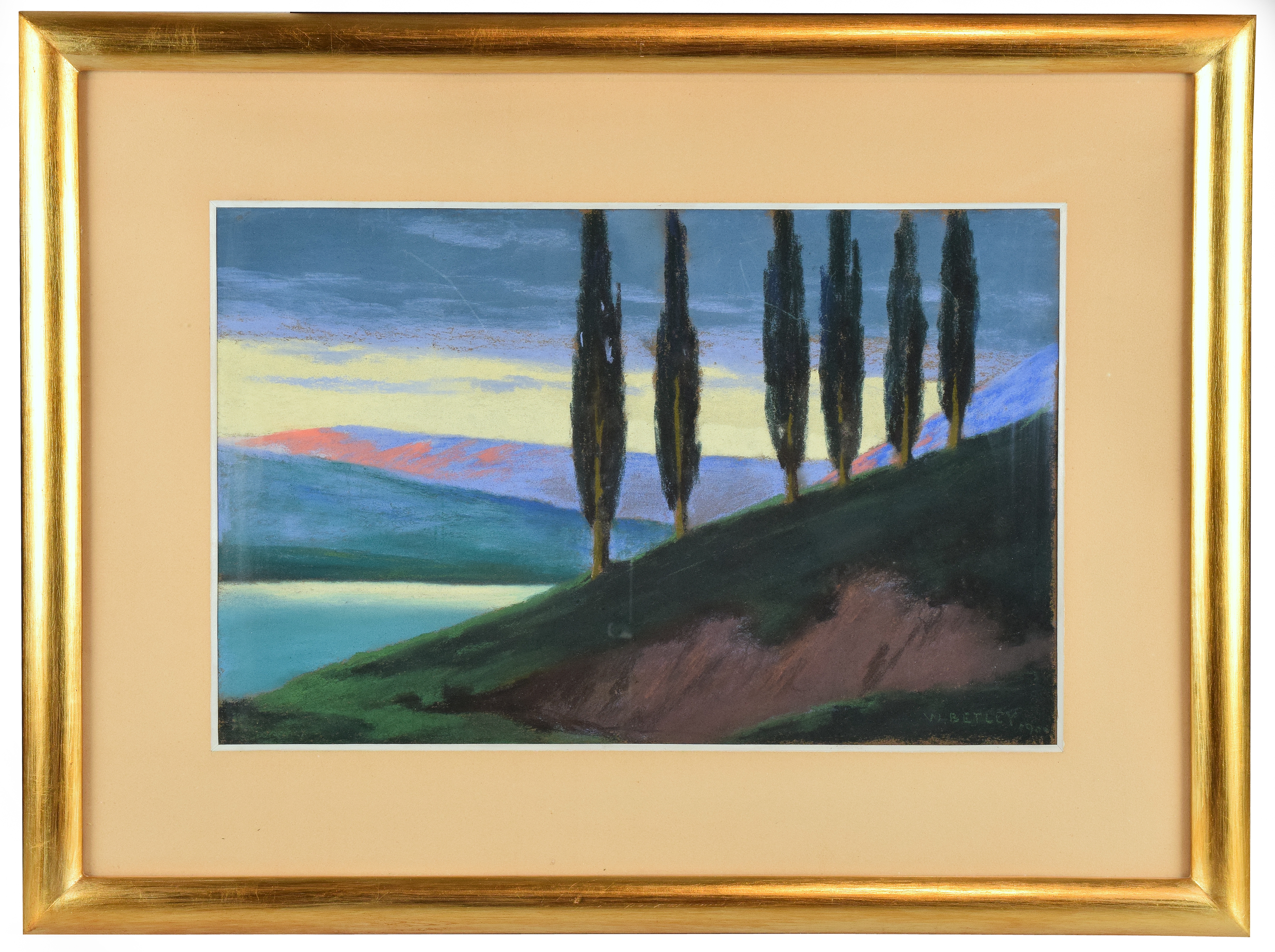 Artwork by Wojciech Betley, Pejzaż włoski, Made of pastel, cardboard