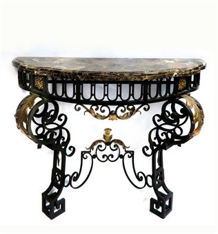 French Regence Wrought Iron Mirror & Console - C. Early