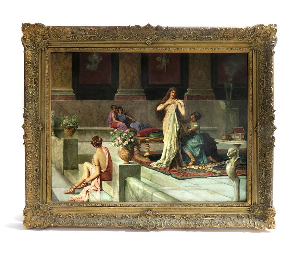 Guglielmo Zocchi | Guglielmo Zocchi Large Orientalist Oil/Canvas, 19th ...