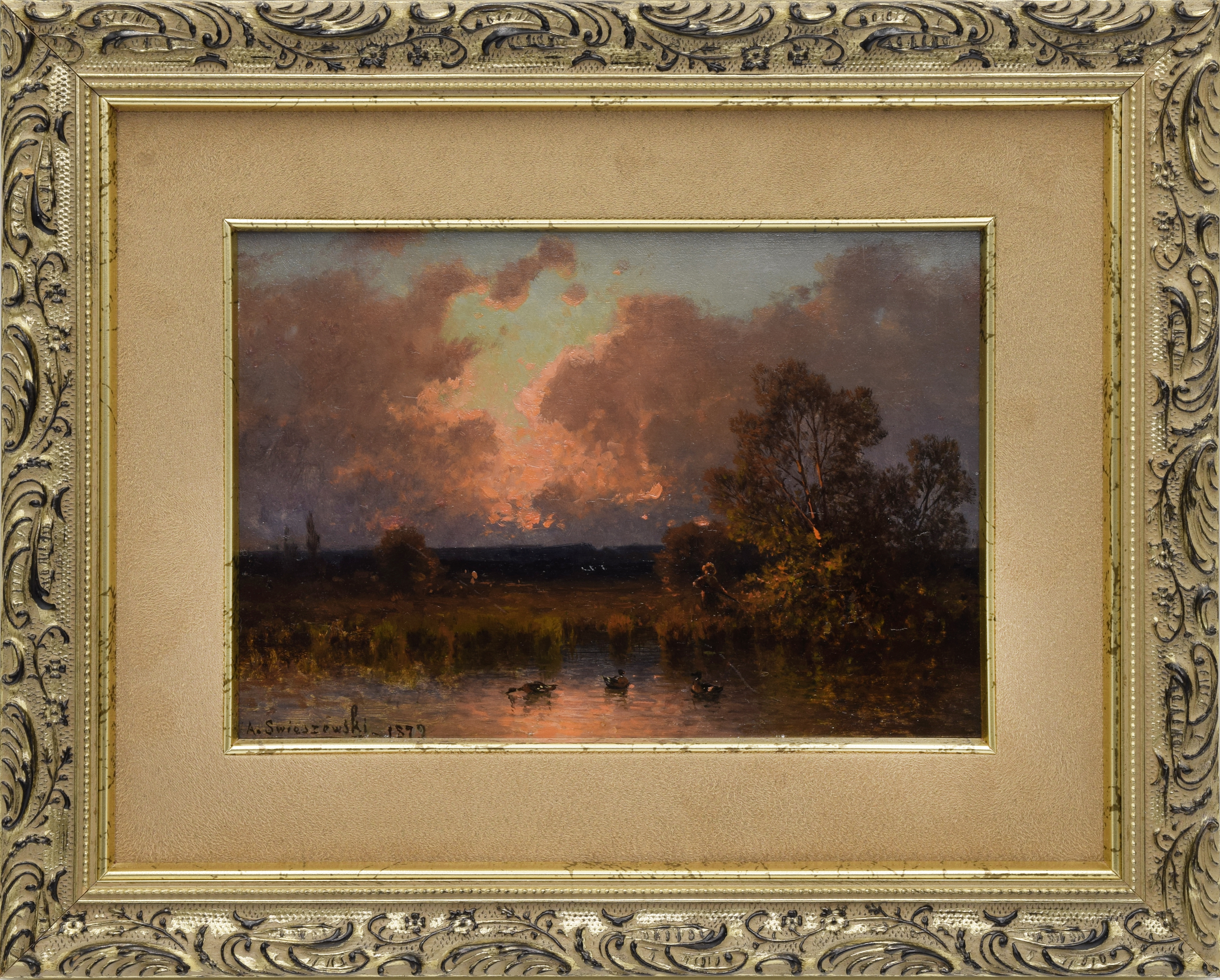 Artwork by Aleksander Piotr Swieszewski, Zachód słońca, Made of oil on board