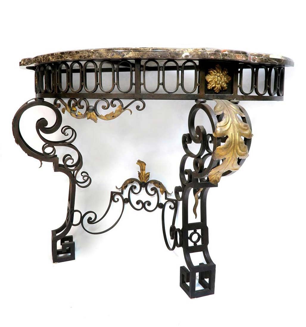 Artwork by C. Early, French Regence Wrought Iron Mirror & Console, Made of wrought iron
