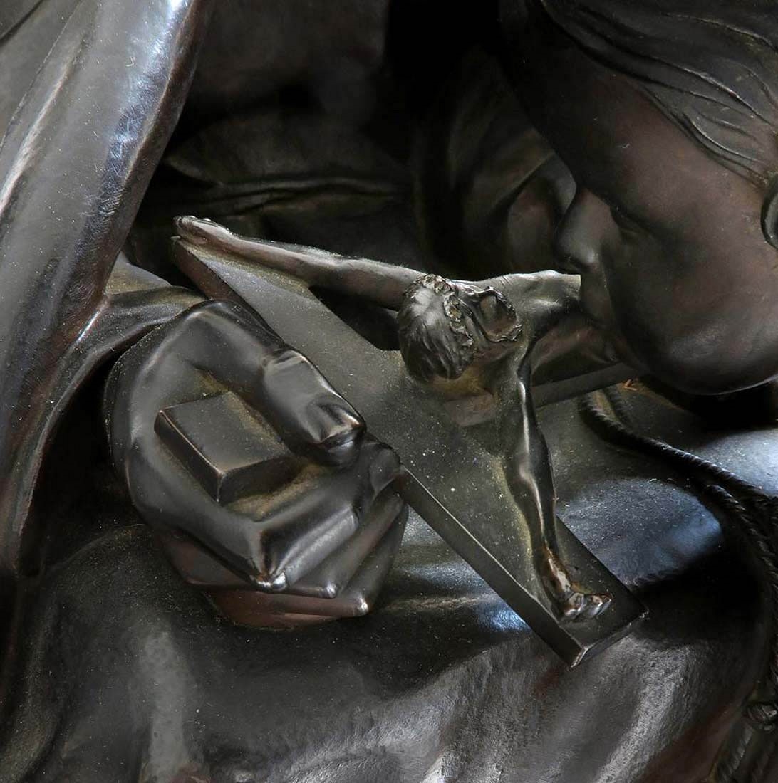 Artwork by Vendredi, A Large Religious Bronze Figural Group "Vendredi Saint, Made of carved wood stand